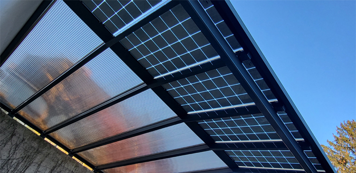 Solar Unterstand: Dach Photovoltail, leichte Stahlkonstruktion - Ney